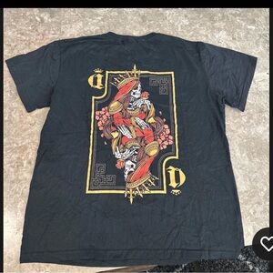 Stylish Black Tee with Red and Gold Graphic